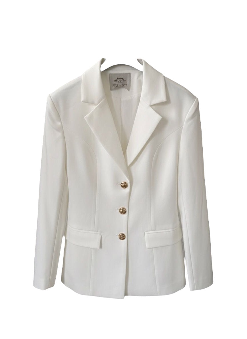 Blazer „Ivory Grace“ – Klassisch Weiß mit Goldknöpfen