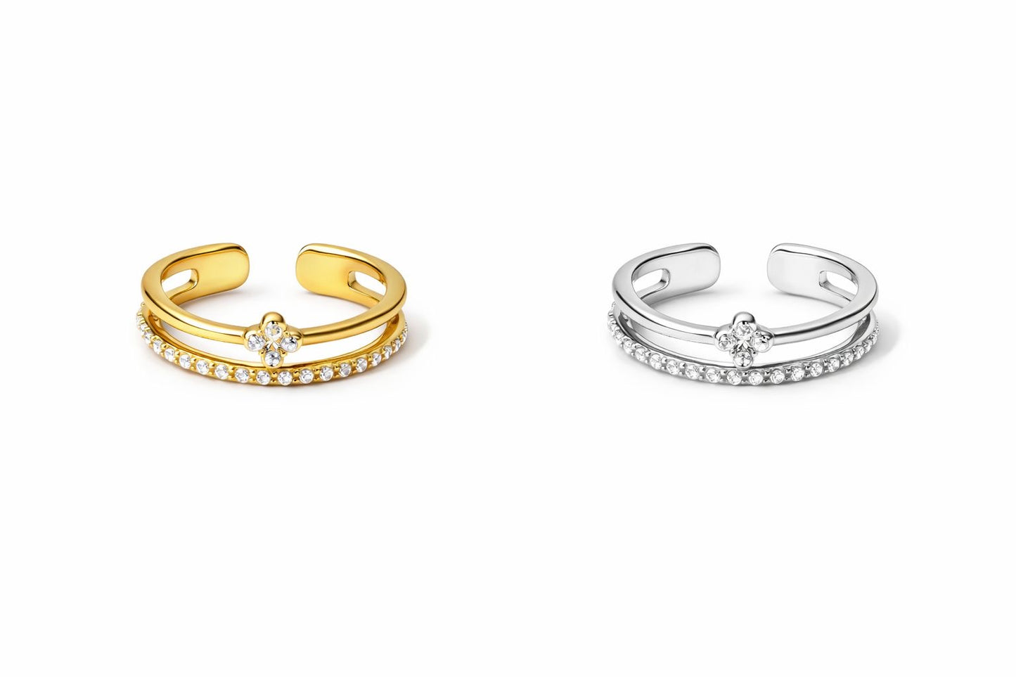 Ring „Steffi“ – Minimalistischer Doppelring mit funkelnden Details