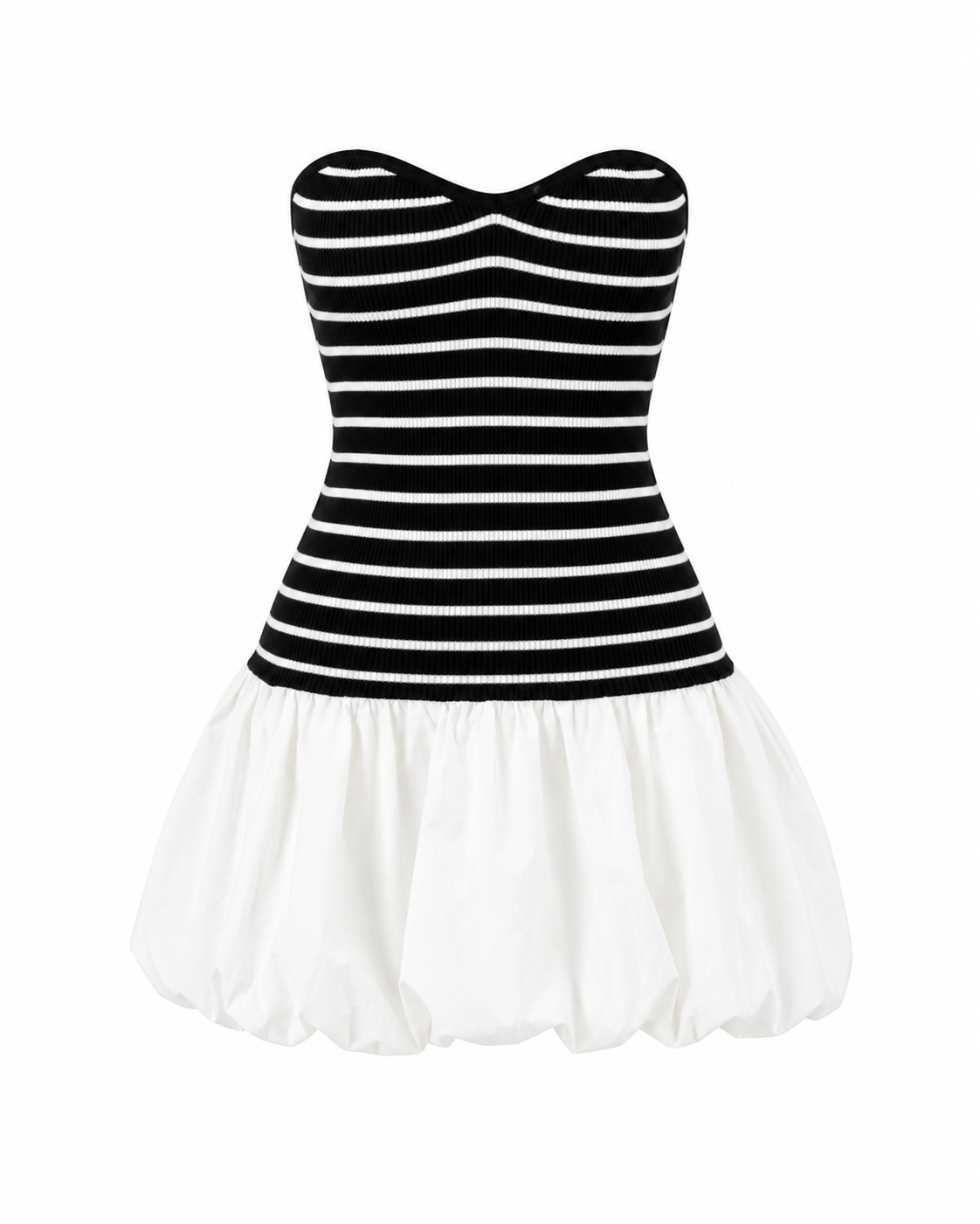 Trägerloses Strickkleid mit Ballonrock