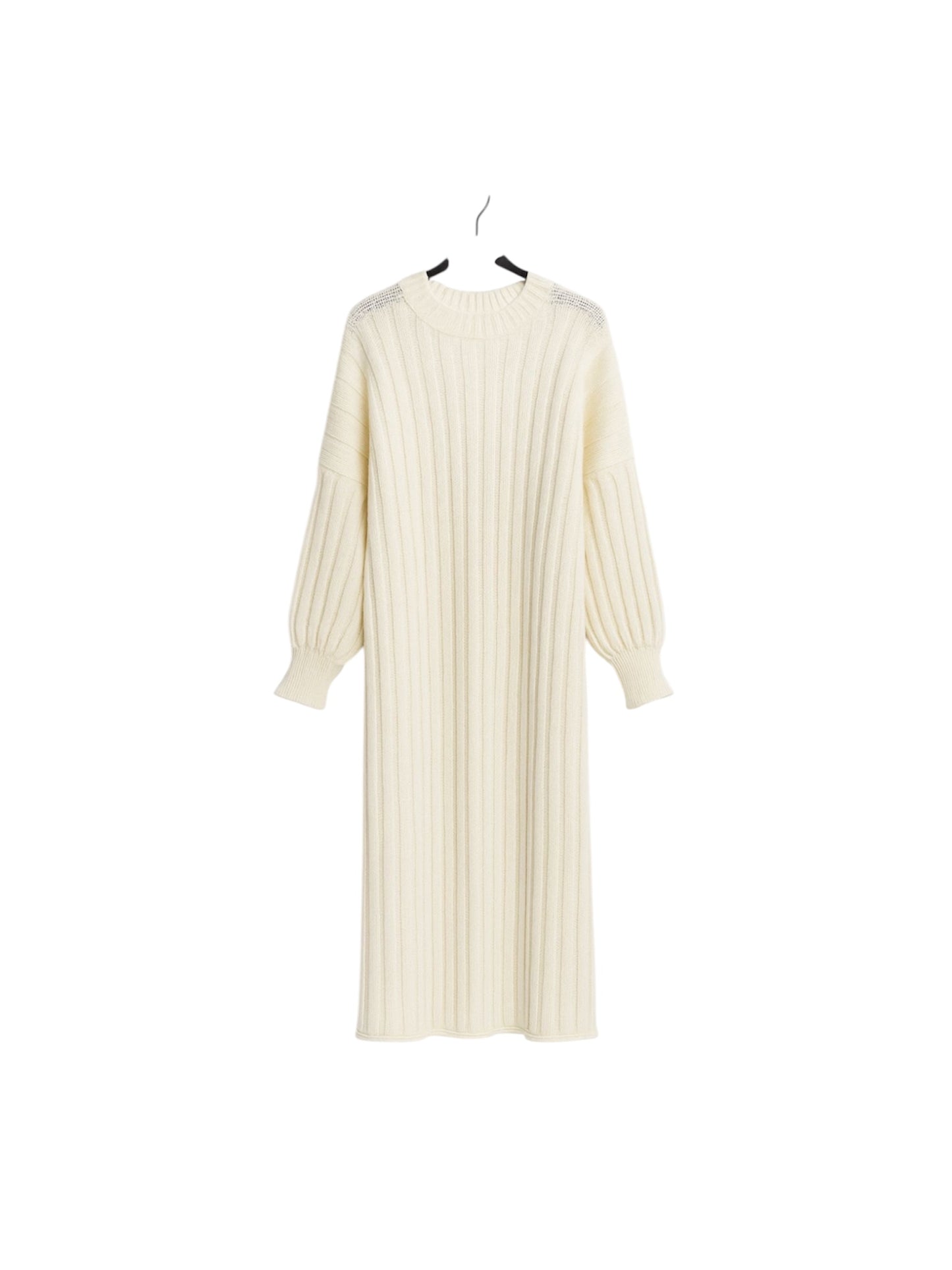 Strickkleid Emilia – Elegantes Rippstrick Midi-Kleid in Creme