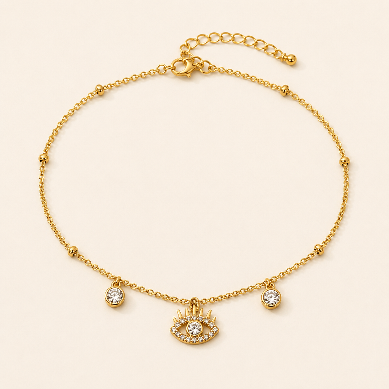 Goldene Fußkette mit Auge