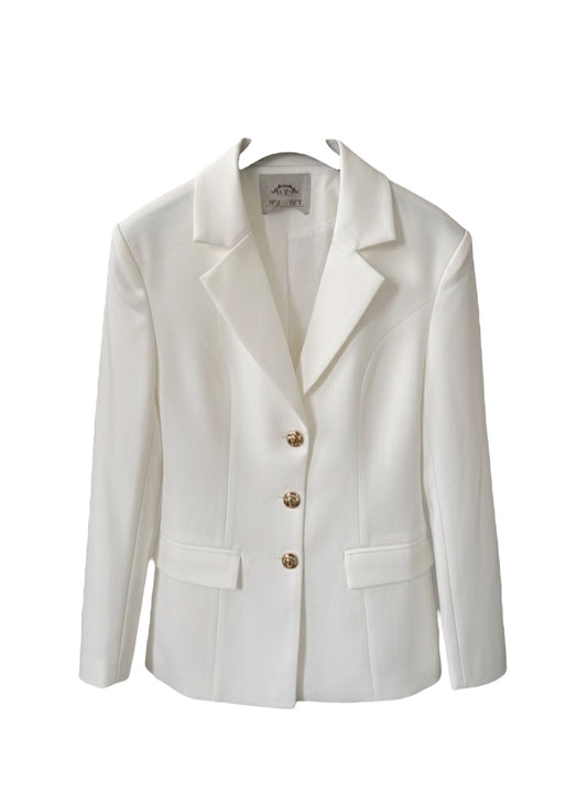 Blazer „Ivory Grace“ – Klassisch Weiß mit Goldknöpfen