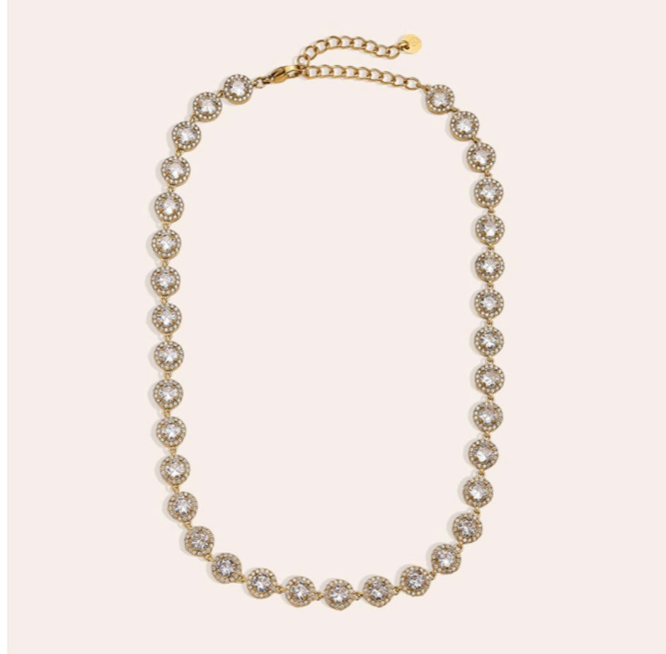 „Lumina“  Funkelnde Rundstein Halskette