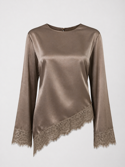 Satinbluse mit Spitze Caterina