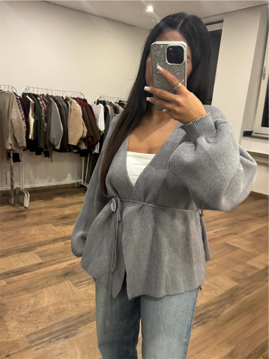 Strickjacke mit Bindegürtel – verschiedene Farben