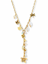 Golden Bloom Charm Y Kette in Vers. Farben