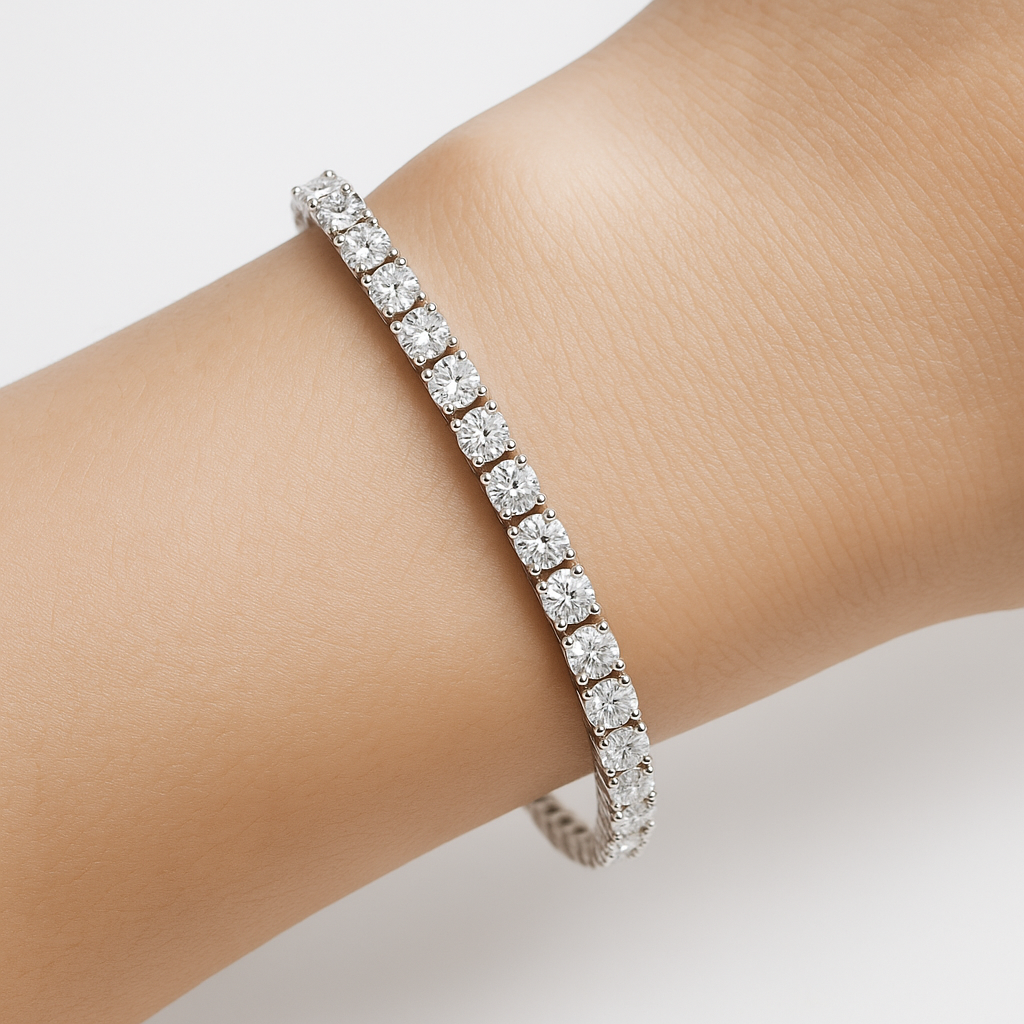 Luna Tennis – Klassisches Kristallarmband in Silber