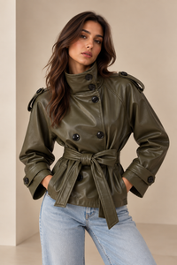 Kunstleder Trenchcoat