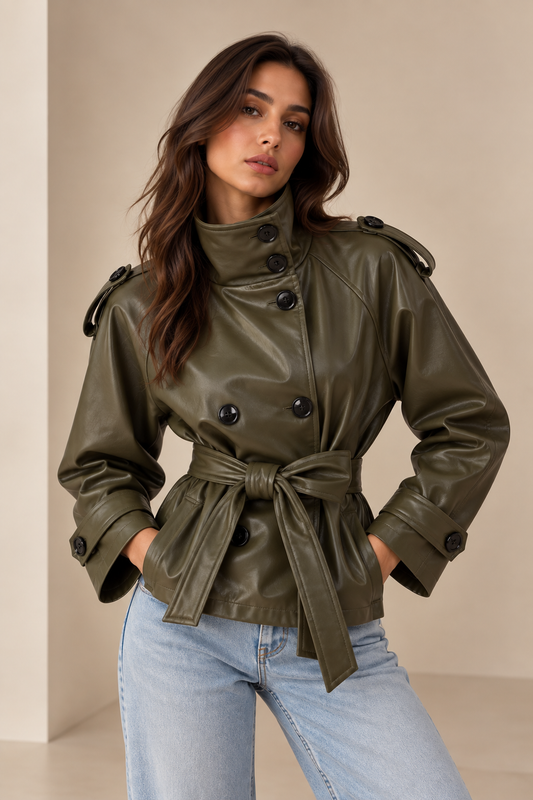 Kunstleder Trenchcoat