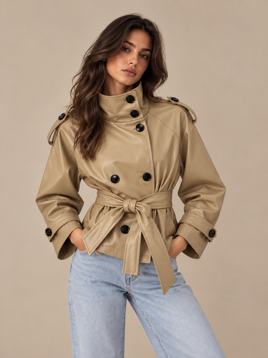 Kunstleder Trenchcoat