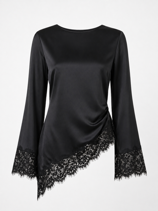Satinbluse mit Spitze Caterina
