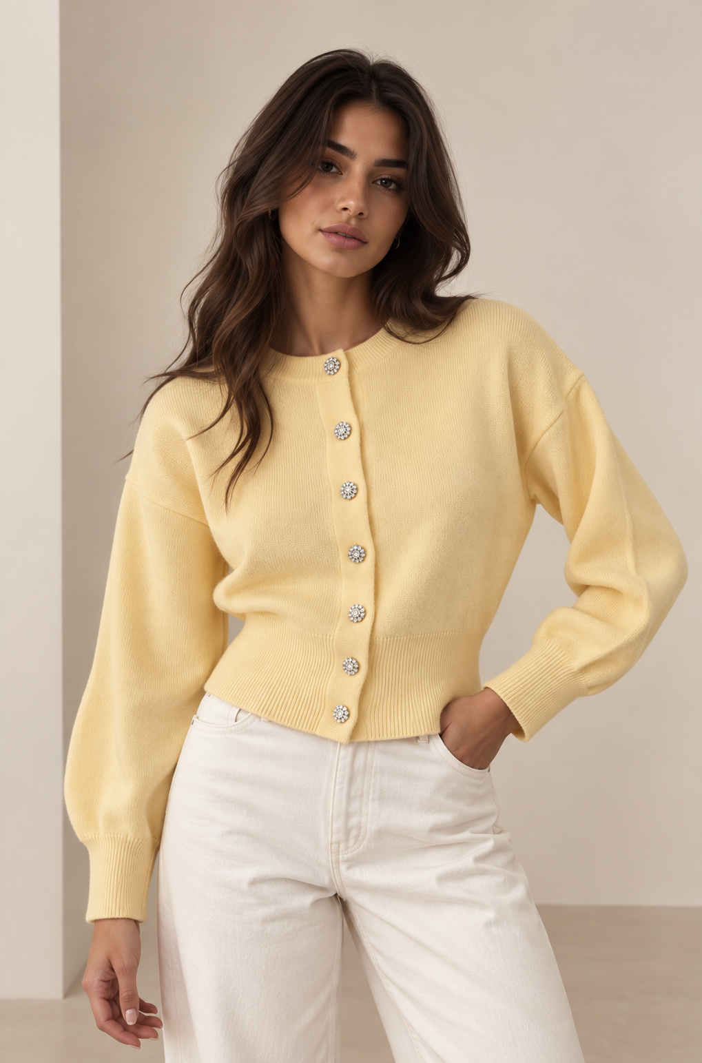 Glitzerknopf Cardigan