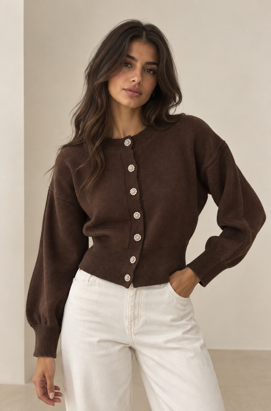 Glitzerknopf Cardigan