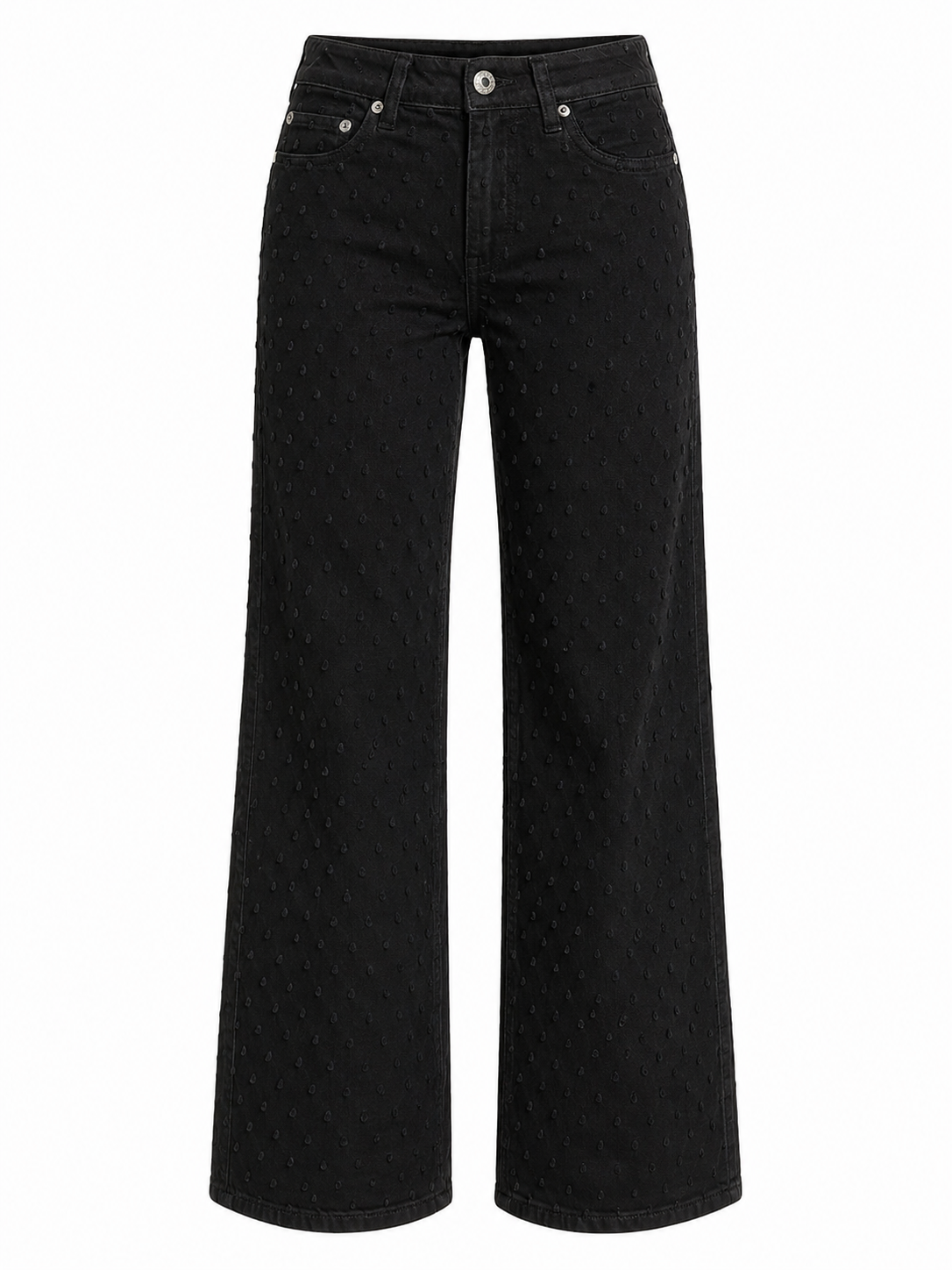 Schwarze Wide Leg Jeans mit Dot Details