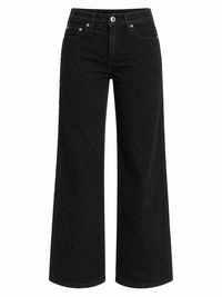 Schwarze Wide Leg Jeans mit Dot Details