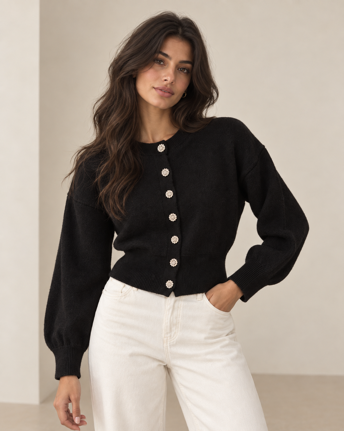 Glitzerknopf Cardigan