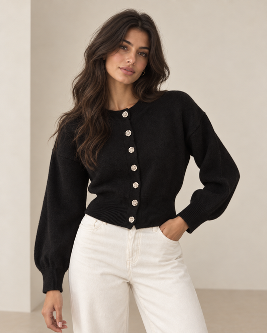 Glitzerknopf Cardigan