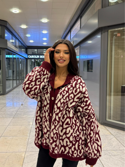 Oversized Cardigan- Bordeauxrot