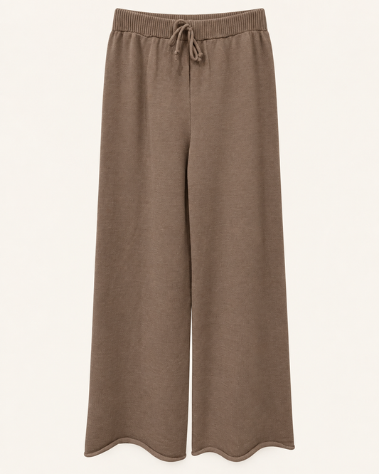 Weite Strickhose mit Bindebund