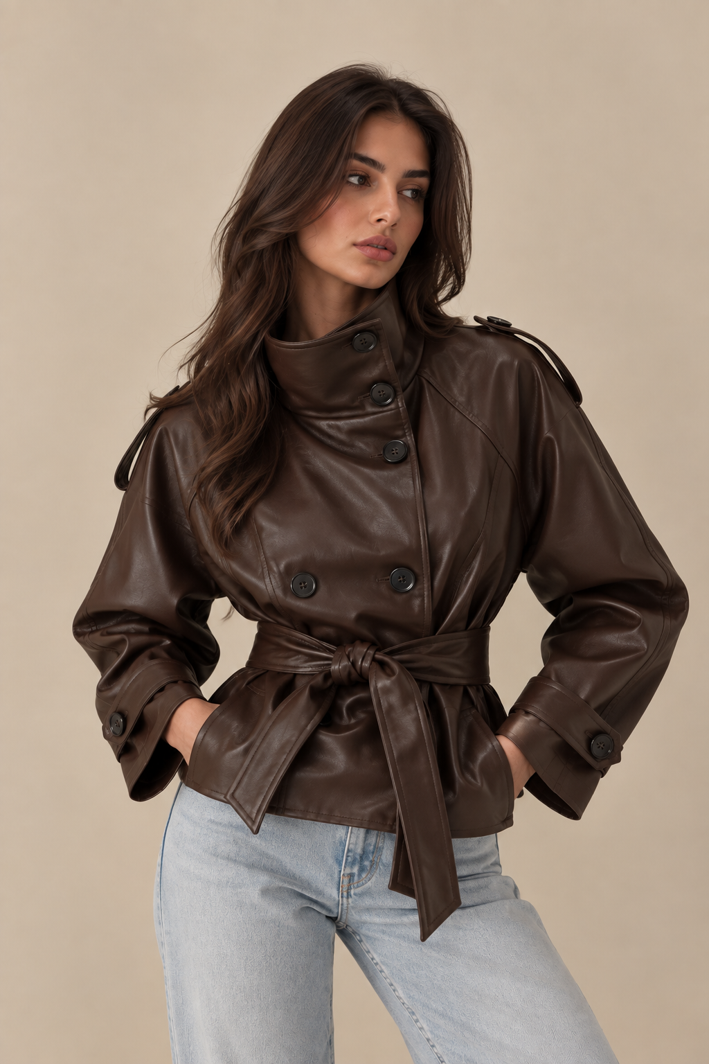 Kunstleder Trenchcoat