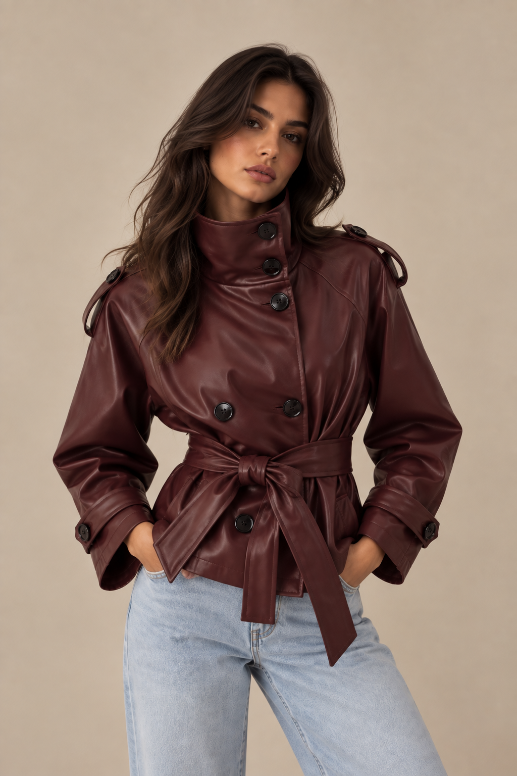 Kunstleder Trenchcoat