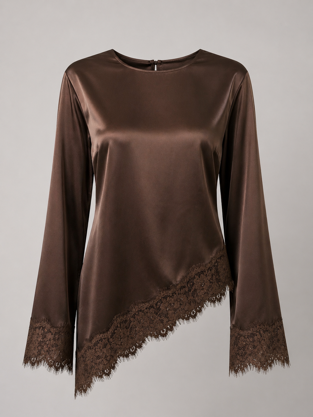 Satinbluse mit Spitze Caterina
