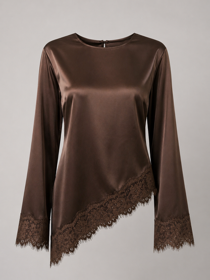 Satinbluse mit Spitze Caterina