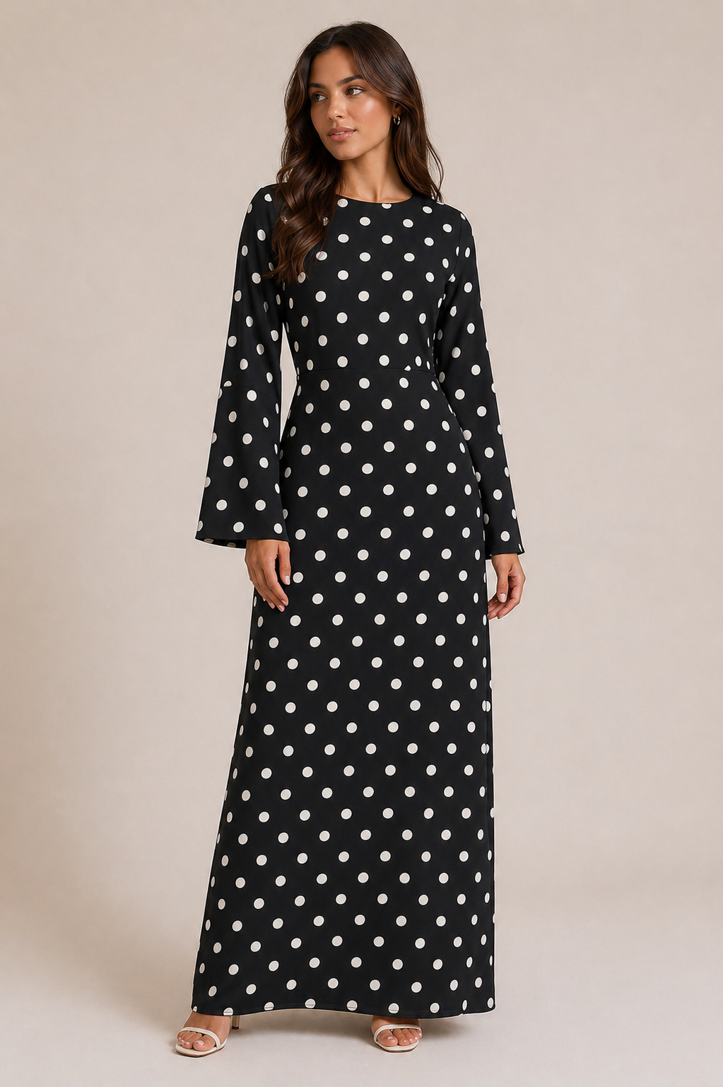 Polka Dot Abaya mit schnüren ￼￼