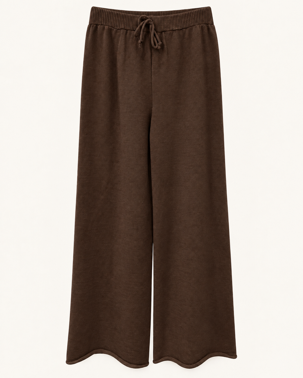Weite Strickhose mit Bindebund