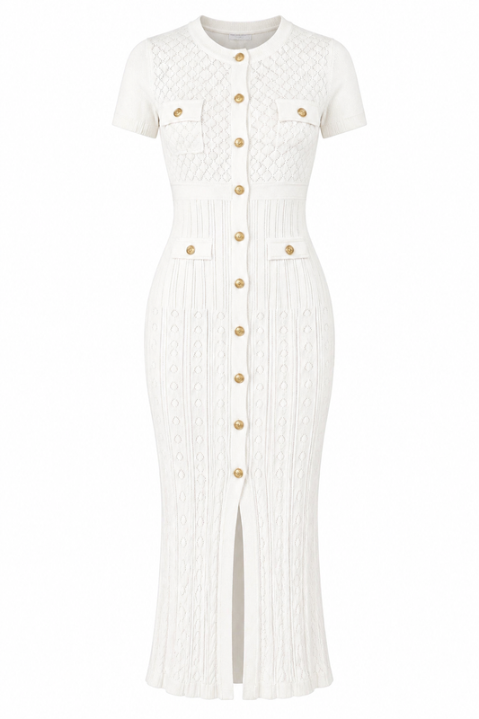 Strickkleid Elena mit goldenen Knöpfen