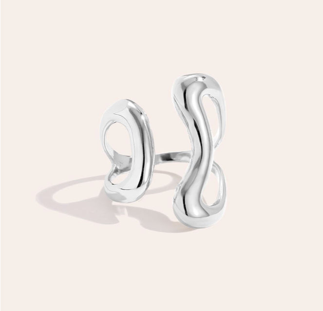 „Wave Line“ – Moderner Open-Ring in Gold/Silber