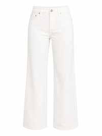 Weiße Wide Leg Jeans mit Dot Details