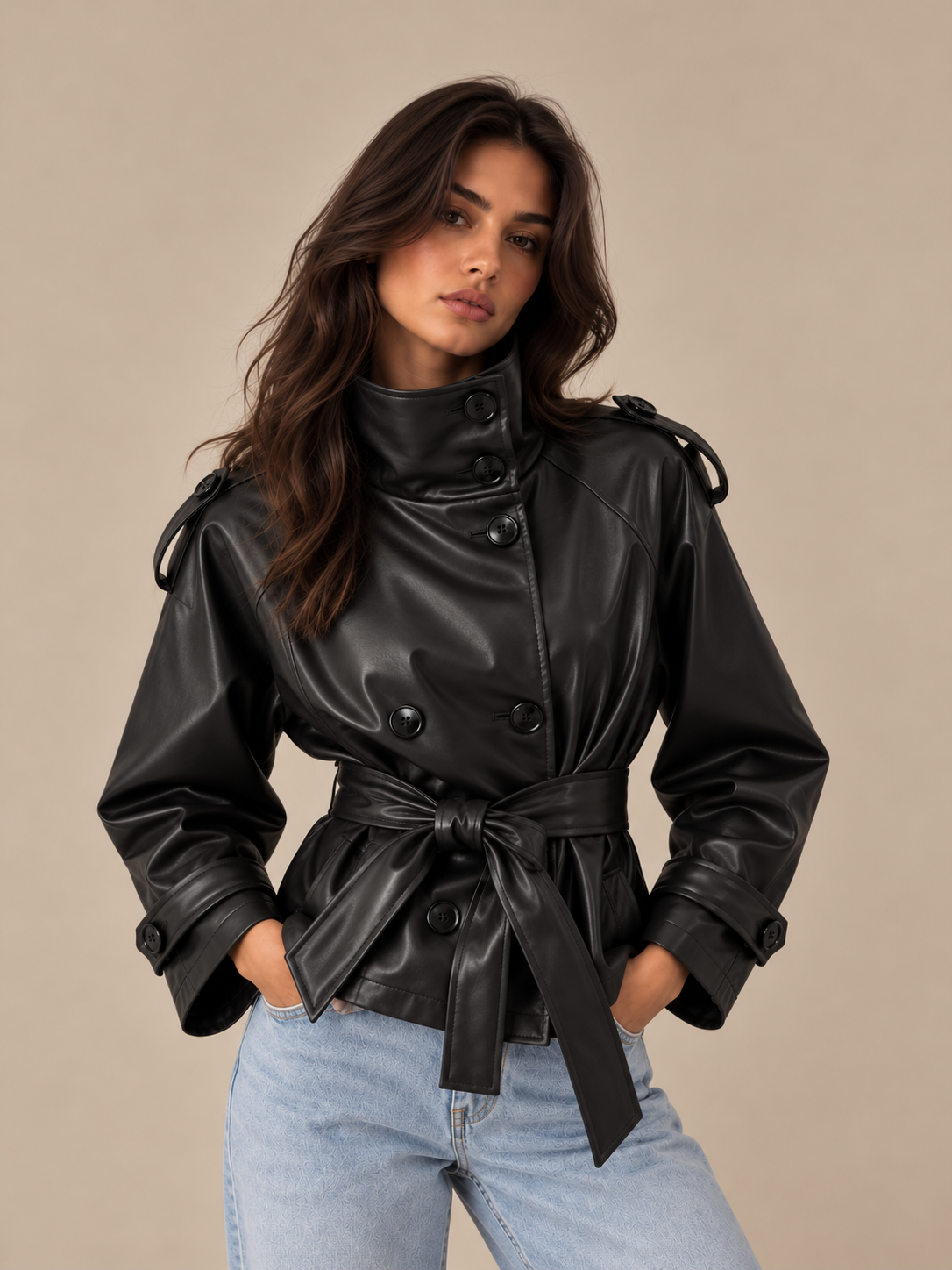 Kunstleder Trenchcoat