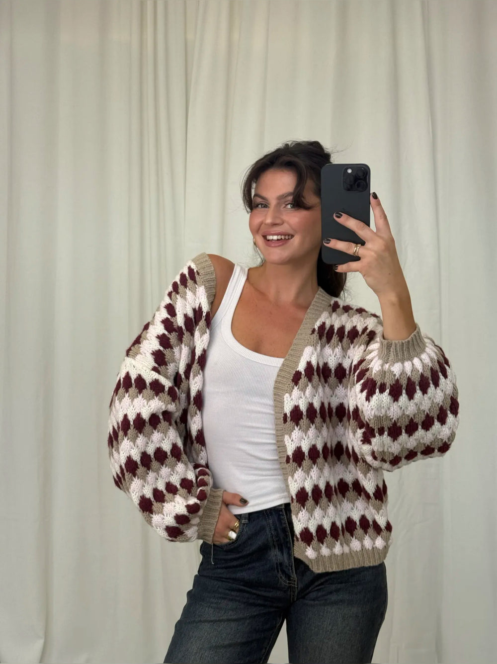 Strickjacke mit Rautenmuster