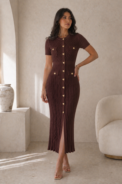 Strickkleid Elena mit goldenen Knöpfen