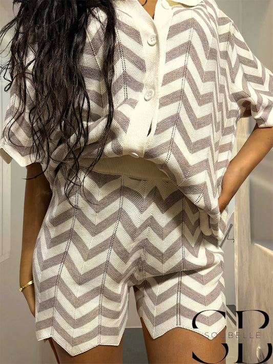 Zigzag Soft Knit Hose – Cream Taupe