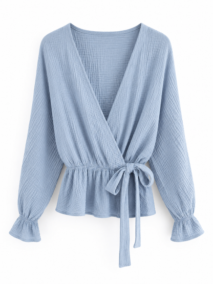 Musselin Wickelbluse mit Bindeband