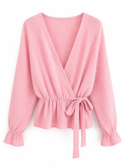 Musselin Wickelbluse mit Bindeband