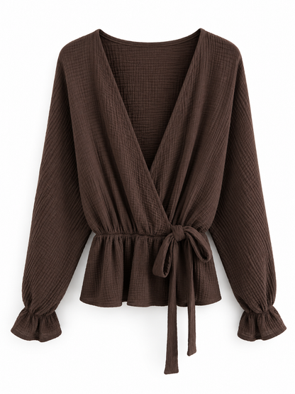 Musselin Wickelbluse mit Bindeband
