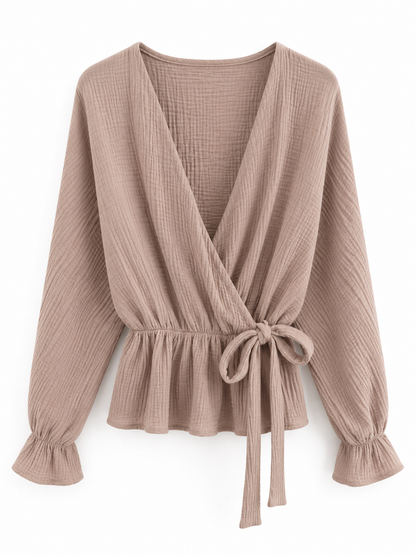 Musselin Wickelbluse mit Bindeband