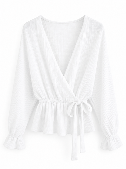 Musselin Wickelbluse mit Bindeband