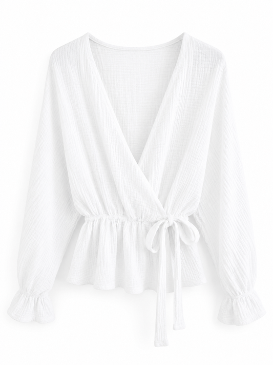 Musselin Wickelbluse mit Bindeband