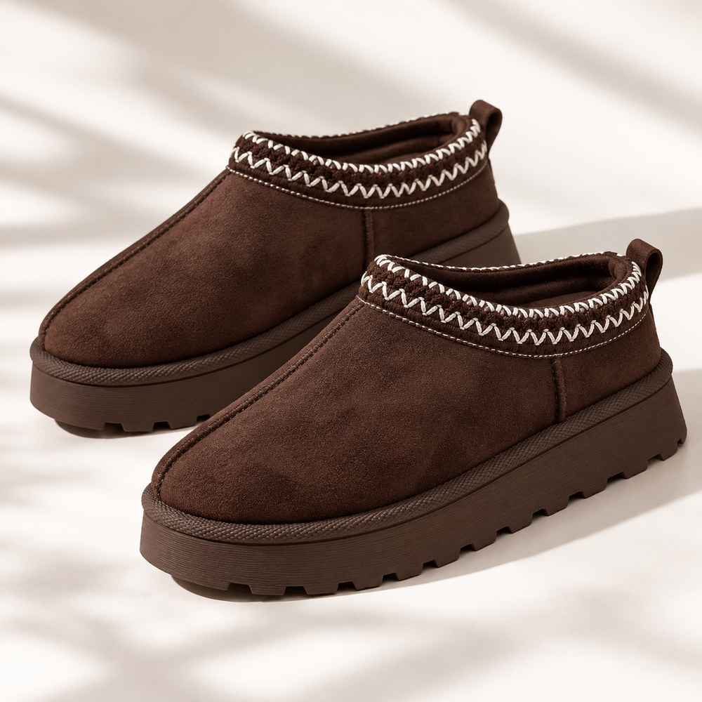 Gefütterte Plateau Slipper – Coffee