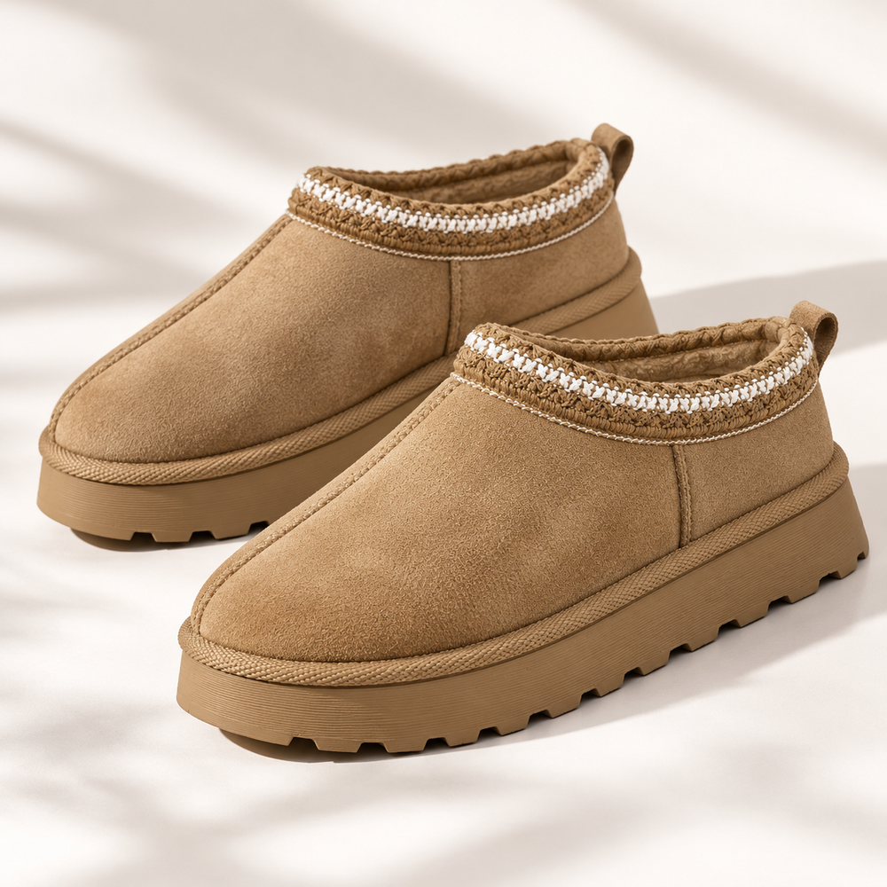Gefütterte Plateau Slipper – Khaki