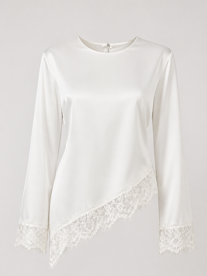 Satinbluse mit Spitze Caterina