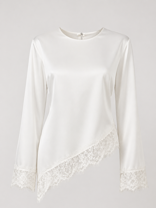 Satinbluse mit Spitze Caterina