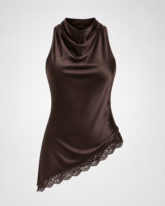 Luxe Satin Top mit Spitze