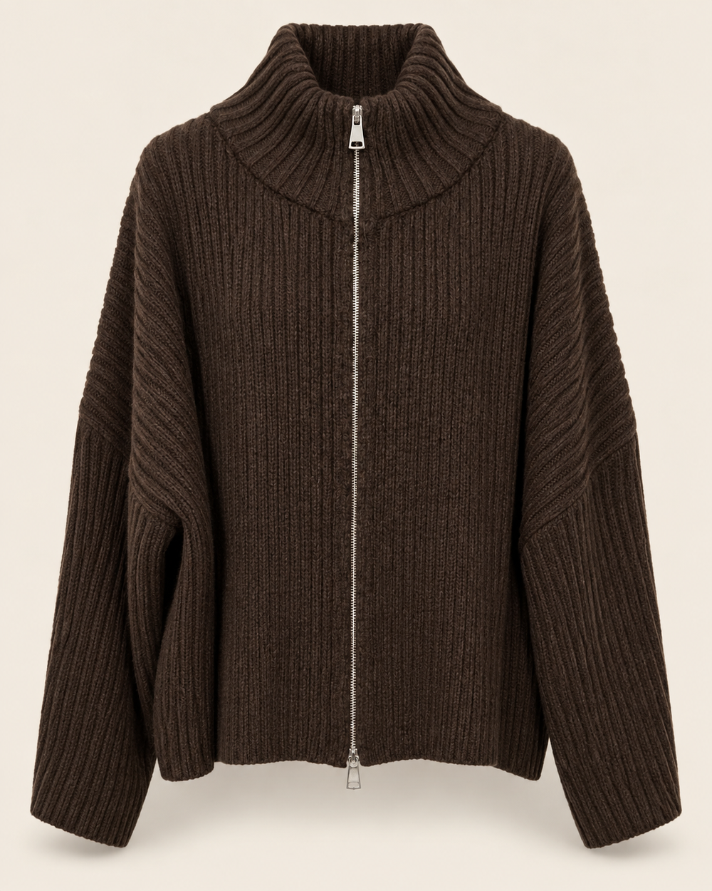 Strickjacke mit Zipper & Stehkragen