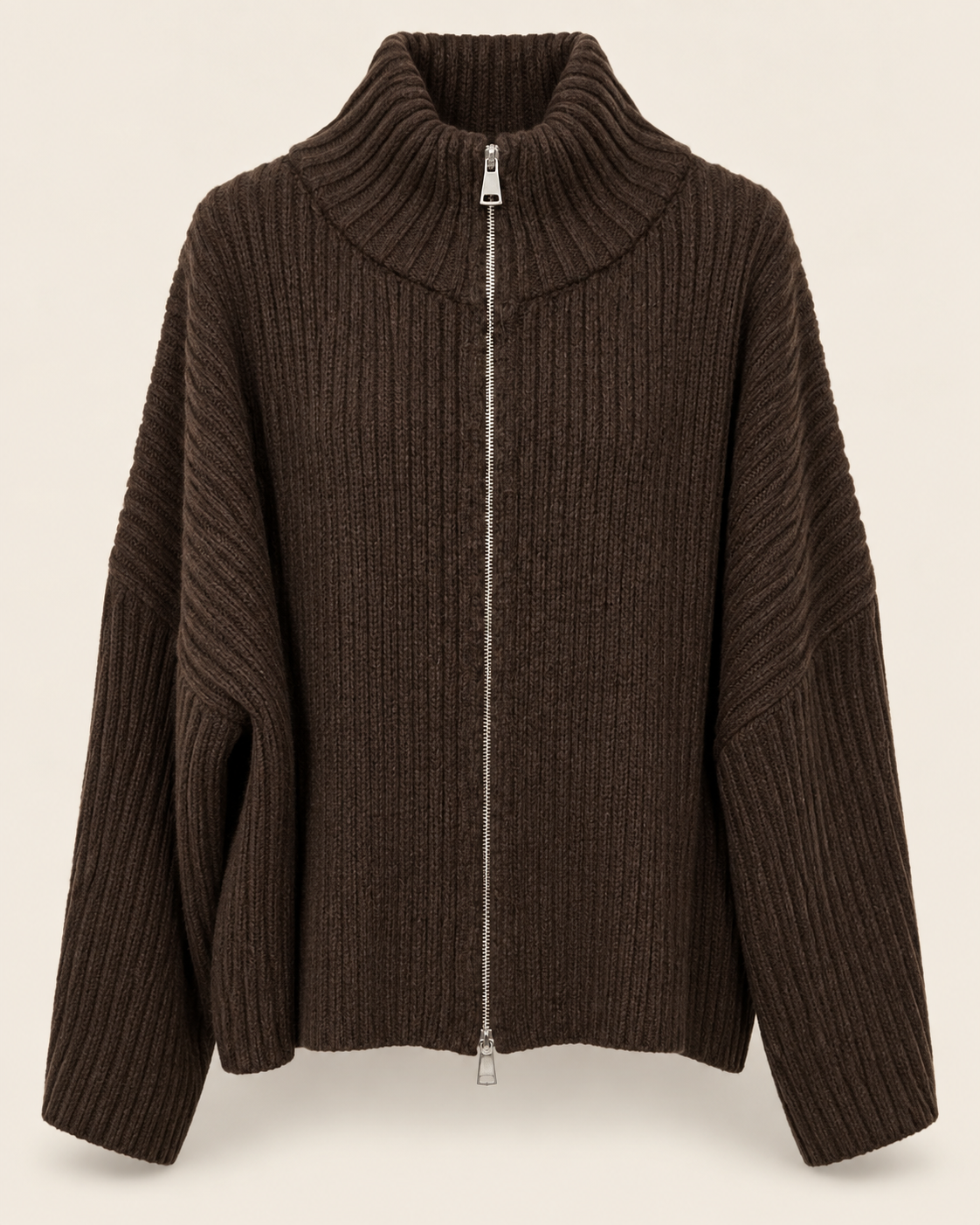 Strickjacke mit Zipper & Stehkragen