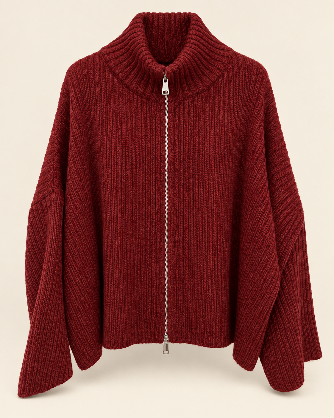 Strickjacke mit Zipper & Stehkragen